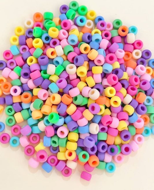 100pcs/pack Fashionable Large Hole Pony Beads For Hair Braided Styles (random Color)