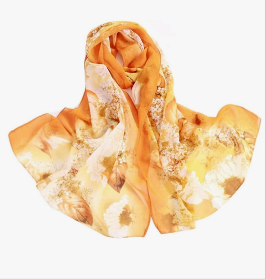 Women's Chiffon Scarf Lightweight Scarves Fashion Floral Print Scarfs Shawl for Ladies and Girls