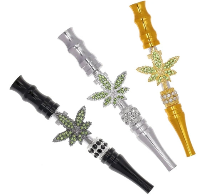 Hookah Tips Mouthpiece,Hookah Accessories Shisha Nargila Hose Mouth Tips Cigarette Holder for Women Metal Colored Rhinestone Nozzles,