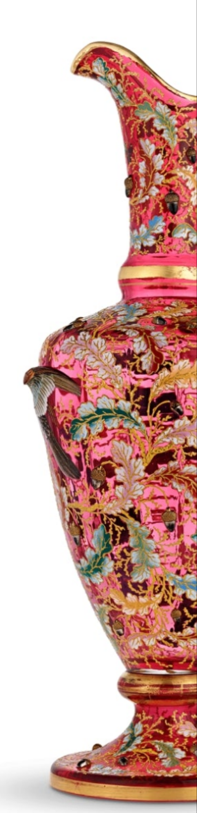 Fabulous Moser Ruby Glass and Enamel Bird Ewer