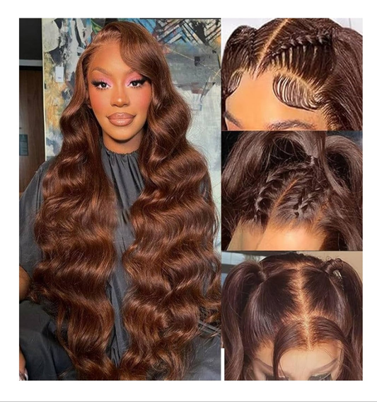 13x4 Chocolate Brown Lace Front Wigs Human Hair with Baby Hair 180 Density Body Wave Lace Frontal Wigs Pre Plucked Glueless Brown Wig 26 Inch