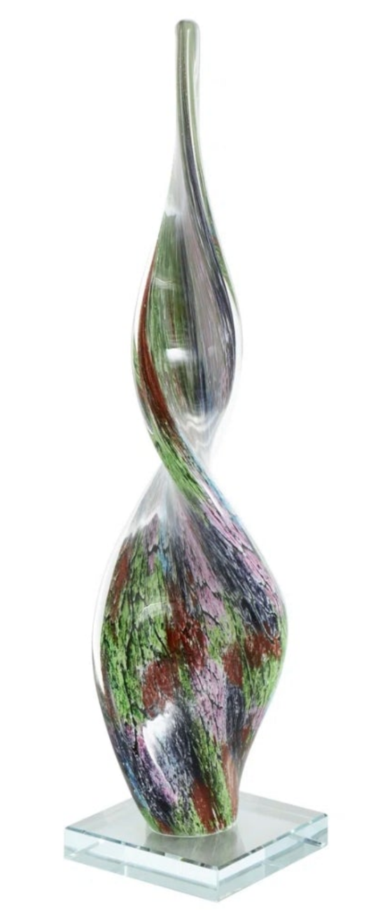 Glass Swirl Abstract Decorative Multi Colored Sculpture with Clear Base Decor Room decor office decor multicolored