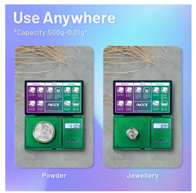 Digital Pocket Scale, 500g by 0.01g, Precision Gram Scale with Tare Scale Feature, 6 Units, Small Ounce Scale for Jewelry, Powder, Coins, Herb, Mini Scale with Battery