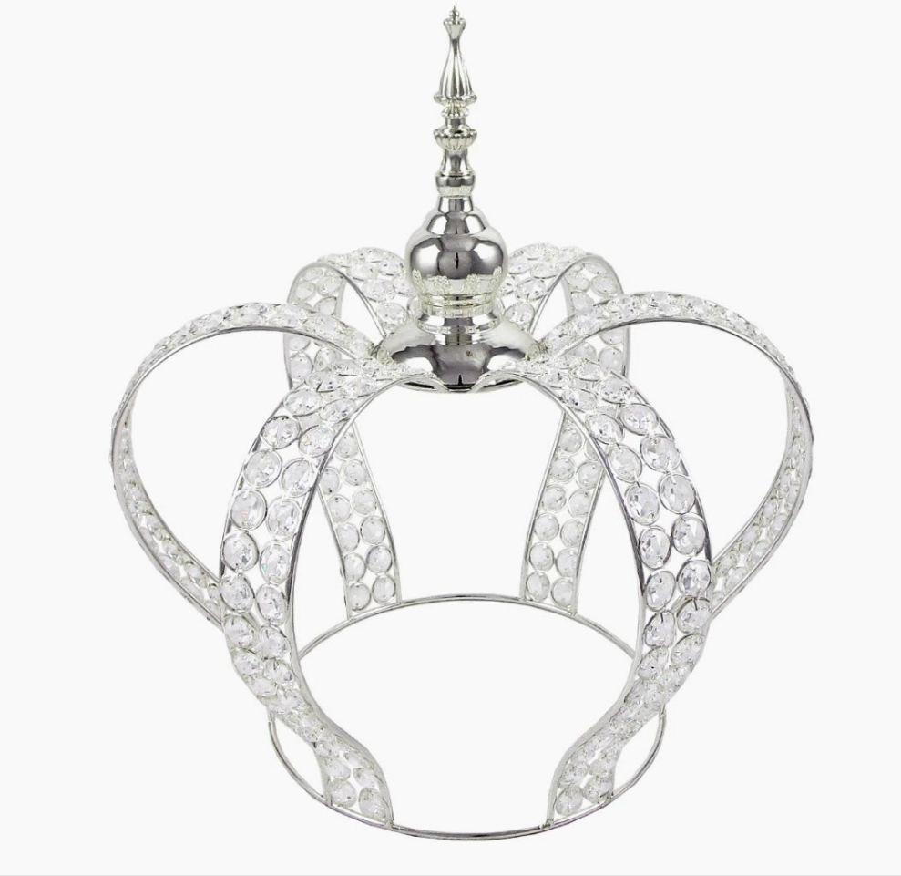 Crown gemstone decor in silver or gold