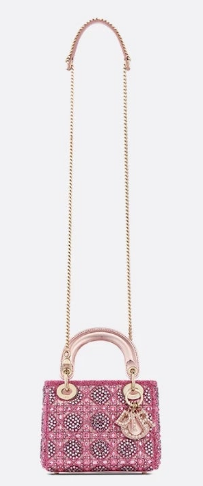 Mini Lady Dior Bag
Metallic Lambskin and Rose des Vents Satin Embroidered with Beads