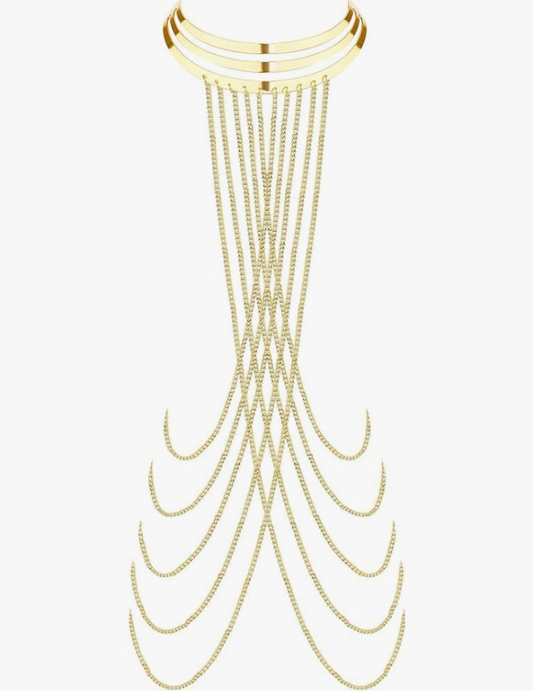 Body Chain for Women Sexy Gold Layered Crossover Tassels Bra Chain Minimalist Belly Chain Necklace Summer Beach Bikini Body Jewelry