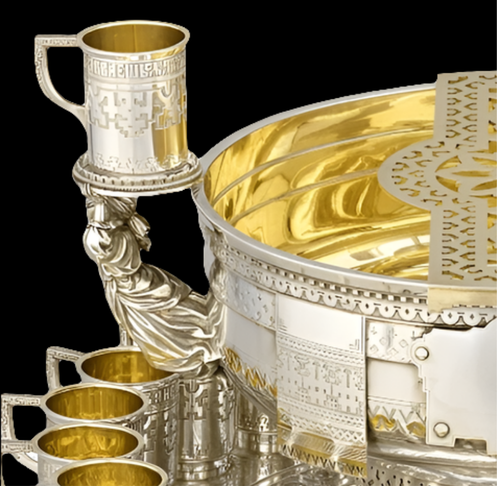 ANTIQUE Russian Imperial Silver Punch Set from Czar Alexander III
