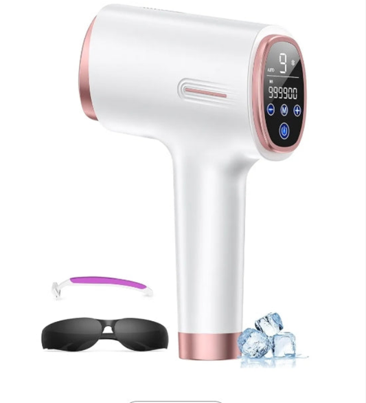 Laser Hair Removal for Women & Men, 45°F Ice-Cooling Contact, Safe & Virtually Painless Alternative to Salon IPL Hair Removal Device, Long-Lasting Hair Removal from Home, with Razor & Glasses