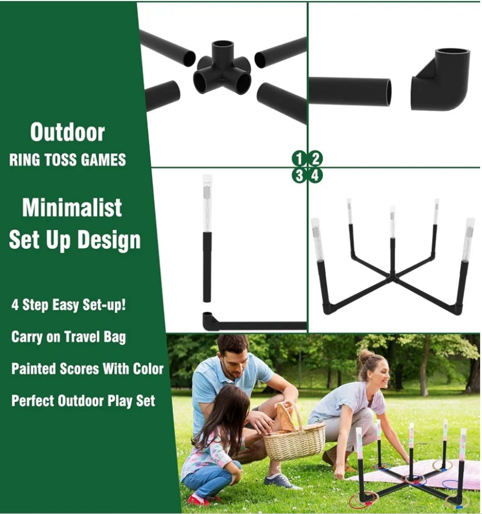 Outdoor Yard Games for Adult and Family, Led Ring Toss Games for Kids, Glow in The Dark Games for Lawn, Backyard, Camping, Beach