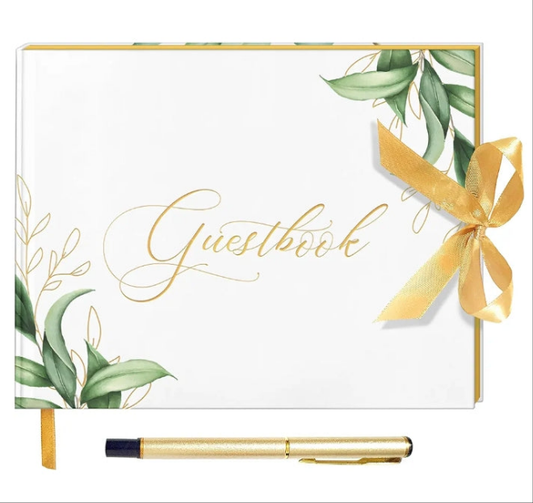 Wedding Guest Book with Floral Design, Elegant Memory Book for Weddings, Anniversaries and Special Events, 9"x7" Hardcover Guestbook with 120 Pages, Includes Magnetic Gift Box and Pen