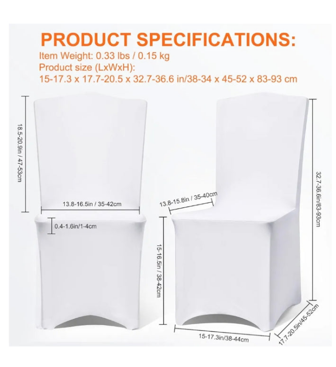 Chair Covers 100 Pack, Spandex Folding Chair Covers, Universal Stretch Washable Fitted Slipcovers for Wedding, Party, Celebration,