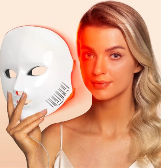 FDA Cleared LED Face Mask Light Therapy,Red Light Therapy for Face Wrinkle Blue Light Therapy Mask for Face Acne,150LEDs,10 Min Auto Shut off, Wired