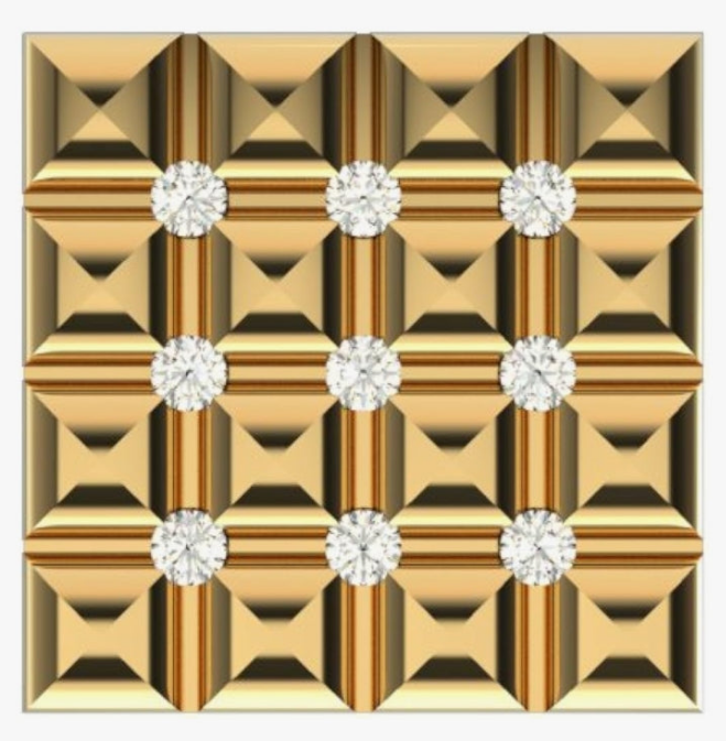 Block and Square Diamond Cufflinks 10K Gold with 0.27 Ct Diamonds Accessory for Mens Dress Shirt/Suits