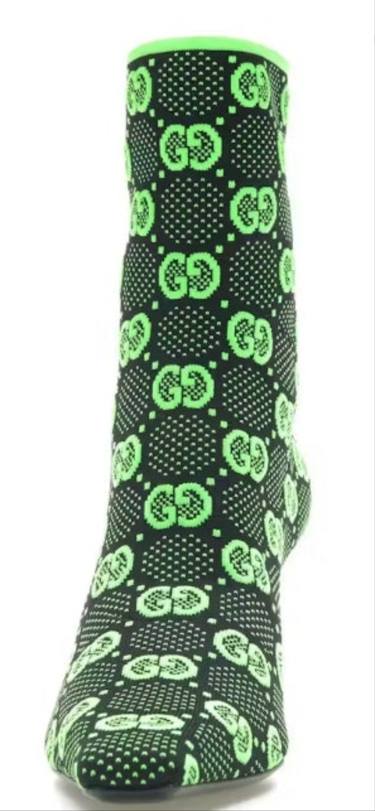 Gucci GG 75mm knit Ankle Boots Black/Fluorescent Yellow