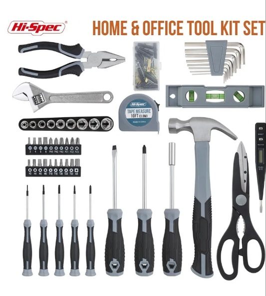 Hi-Spec 54pc Tool Set General Household Toolkit with Toolbox Storage Case, Basic House DIY Tool Kit Set for Home Garage Office College Dormitory Use
