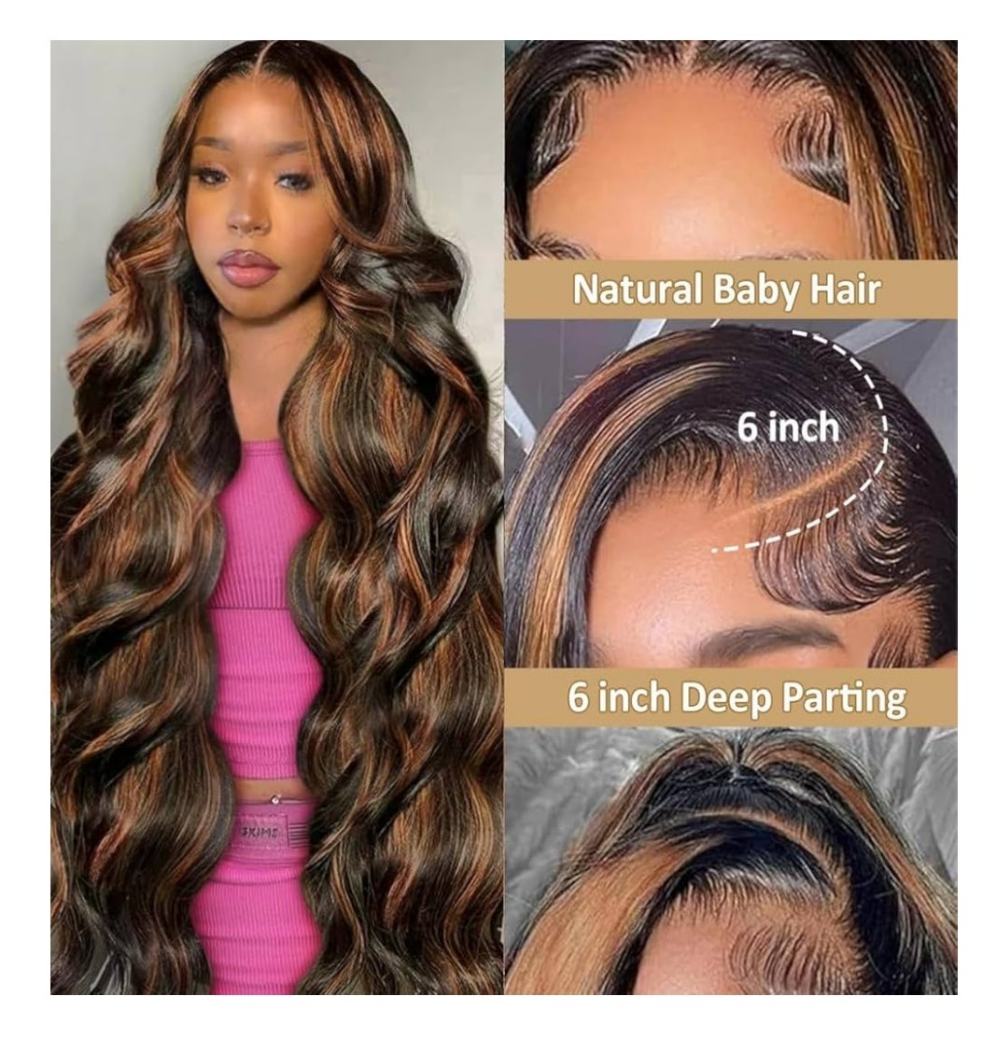30 Inch Ombre Lace Front Wig Human Hair 210% Density FB/30 Human Hair Wig 13x6 Body Wave Lace Wigs Human Hair Pre Plucked HD Frontal wig For Women Highlight Glueless Wigs