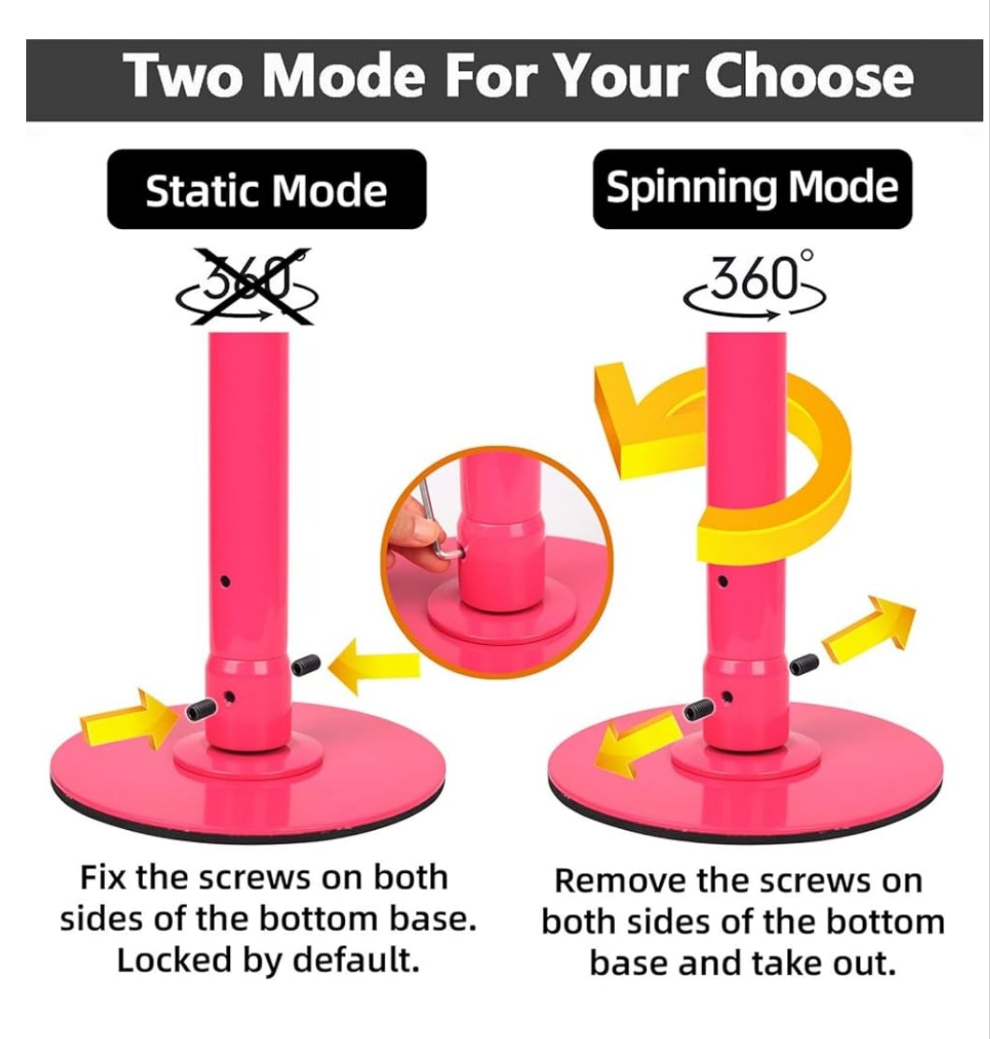 Stripper Pole Permanent Fixed Dance Pole Kit, Professional 45mm Spinning & Static Dancing Pole Heavy-Duty Steel Pole Dance for Home, Adjustable Height Excellent for Home Exercise Studio Club Gym