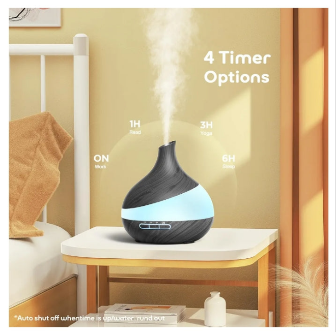 500 ML Essential Oil Diffuser, Upgrade Aroma Diffuser for Large Room, Aromatherapy Diffuser Humidifier with Remote Control 14 Color Lights 4 Timer Setting Auto Shut-Off