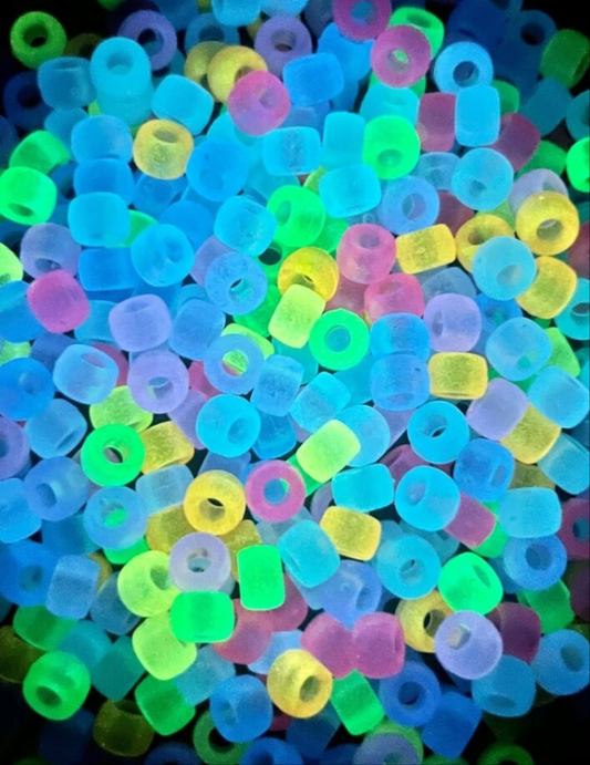 100pcs/pack Fashionable Large Hole Pony Beads glow in the dark  For Hair Braided Styles (random Colors