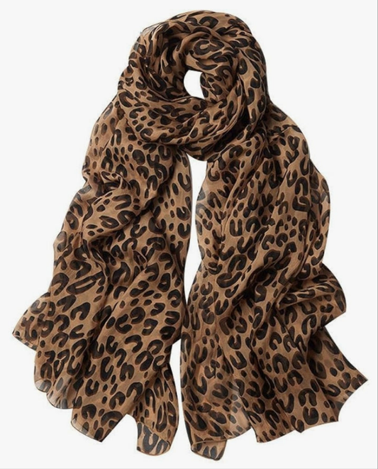 Lightweight Leopard Chiffon Scarfs for Women - Fashion Floral Print Scarves Shawl Head Wraps Bandana
