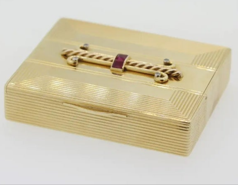 Tiffany & Co. Ruby Diamond Gold Compact Powder CaseGold,14k Gold,Yellow Gold diamond ruby