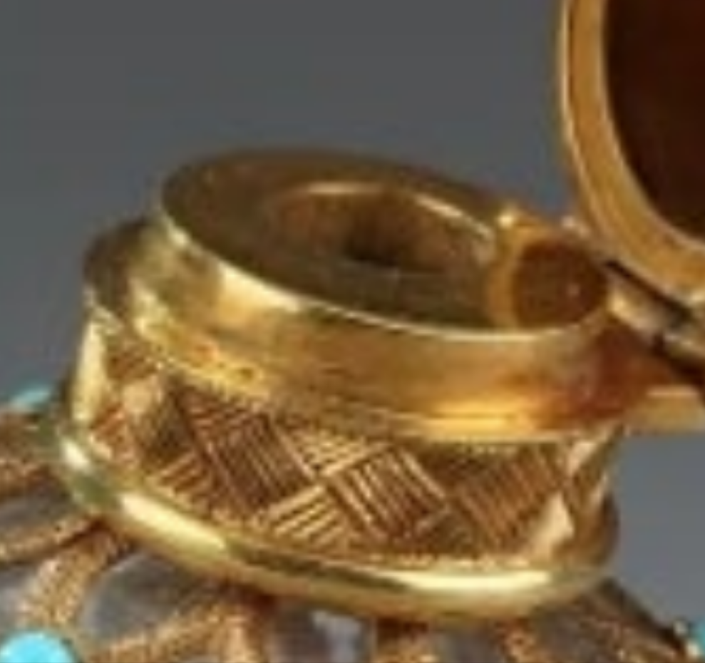 Gold, Crystal and Turquoise Perfume Flask Restauration Period 18k Gold