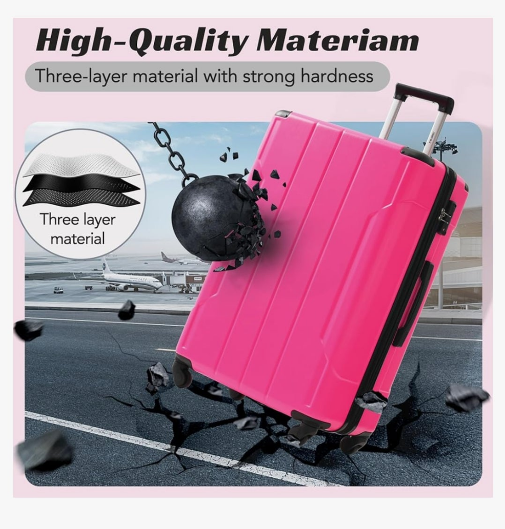 3 Suitcases With Wheels Hardside Luggage Sets 3 Piece, Expandable And Lightweight, Travel Suitcases For Woman And Man