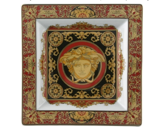 Versace by  Medusa Red 8 1/2-Inch Square Tray