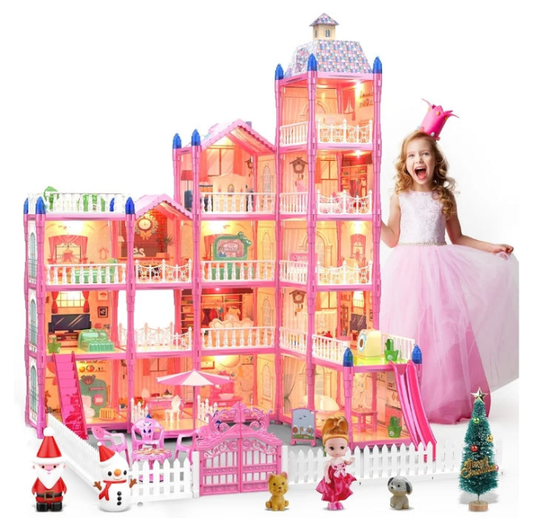 Dollhouse, Dollhouses Gifts for Girls, Doll House Playhouse Toys, 5 Stories 15 Rooms Doll Houses Dolls House for 4 5 6 7 8 9 10 Year Old Girls