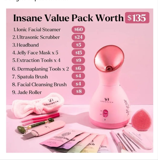 Facial Steamer Spa Gifts with Complimentary 17 Skin Care Tools | Face Steamer Gift Set for Women with Towel Warmer & Humidifier Mode| Self Care Gifts for Women, Spa Gifts,