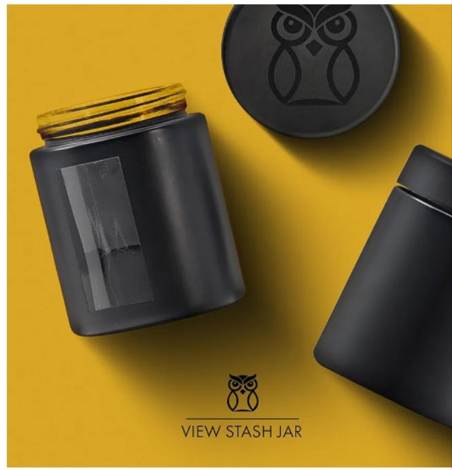 Stash Jar Smell Proof Container (4 oz) Viewing Jars for Herbs, Spices, Coffee, Teas & More, Air Tight Jar, Thick UV Protection Glass, Smell Proof Herb Storage (Set of 4)