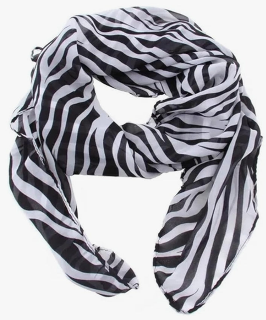 Women Animal-Print-Scarf Chiffon-Shawl Fashion Zebra-Print Scarves Lightweight Long Wraps Neck Scarf