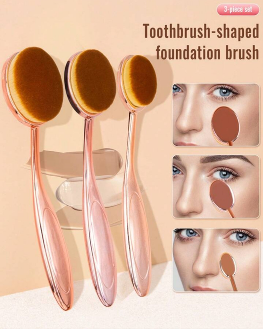 3pcs Foundation Brushs,and Concealer brush, Oval Super Dense Seamless Makeup Brushes, Suitable For Liquid/Cream Foundation, Concealer, Dual Use Wet & Dry, Natural Makeup Tool For Daily Use pink