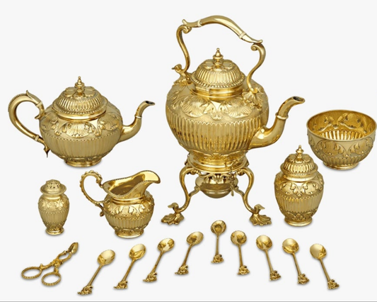 Victorian Silver Gilt Tea Set by Edward Barnard & Sons