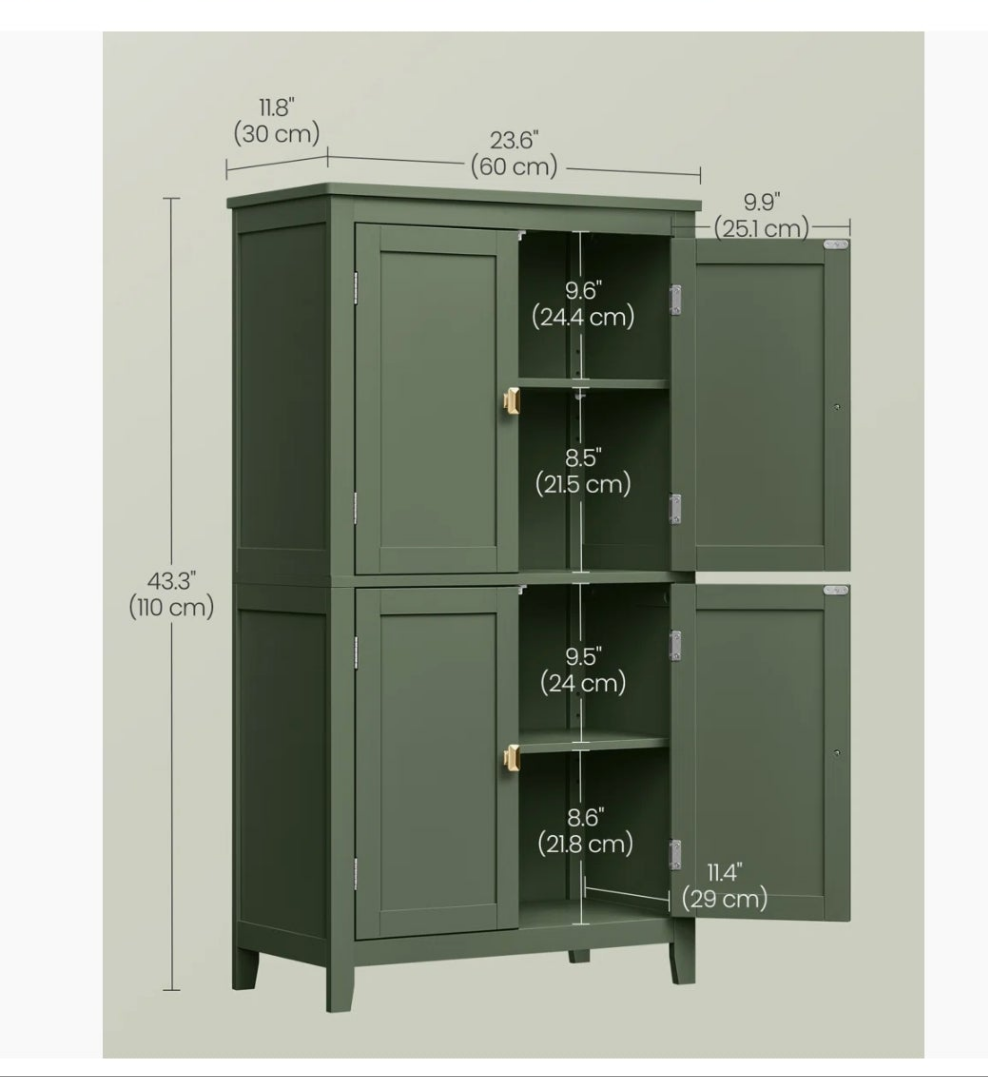 Bathroom Floor Storage Cabinet, Bathroom Storage Unit, Freestanding Cabinet With 4 Doors