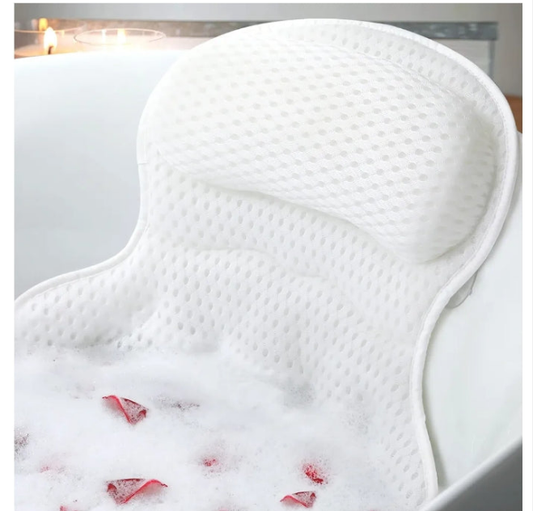 Bath Pillow Bathtub Pillow, Luxury Bath Pillows for Tub Neck and Back Support, Bath Tub Pillow Headrest with Soft 4D Mesh Fabric and Non-Slip Suction Cups, Relaxing Bath Accessories Spa Gifts
