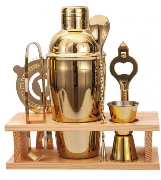 Cocktail Shaker Set Stainless Steel Bartending Kit 18.6oz Cocktail Bar Set Cocktail Mix Drink Making Kit Professional Bar And Home Drink Bar Tools For Bartender (Gold, 7Pcs) stainless steel