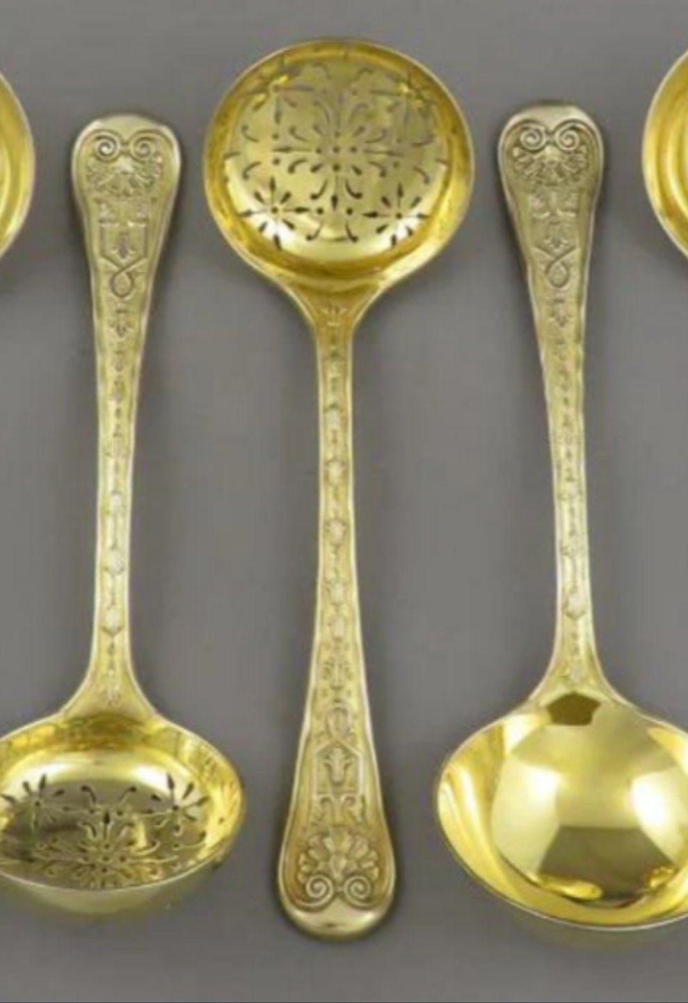 Elizabethan Pattern Silver Gilt Flatware Service for 18
