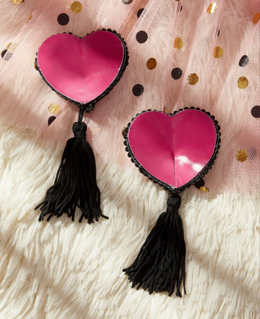 Nipple pasties heart tassels