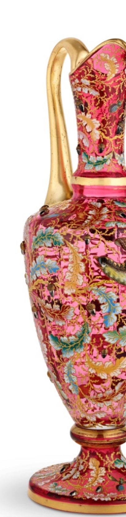 Fabulous Moser Ruby Glass and Enamel Bird Ewer