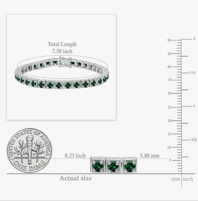 4mm Each Round Lab Created Gemstone Square Framed Tennis Bracelet for Women in 925 Sterling Silver