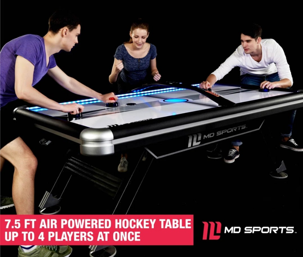 Four Player Air Hockey Table with Digital Scoreboard with Lights