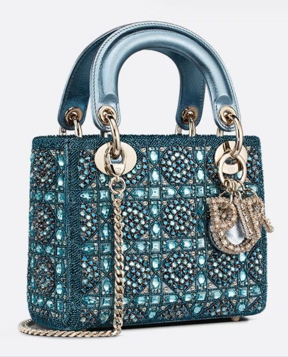 Mini Lady Dior Bag
Metallic Lambskin and Rose des Vents Satin Embroidered with Beads