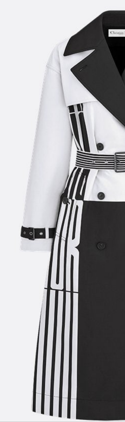 Dior Trench Coat Black and White Jacquard Technical Taffeta with Dior Graphique Motif