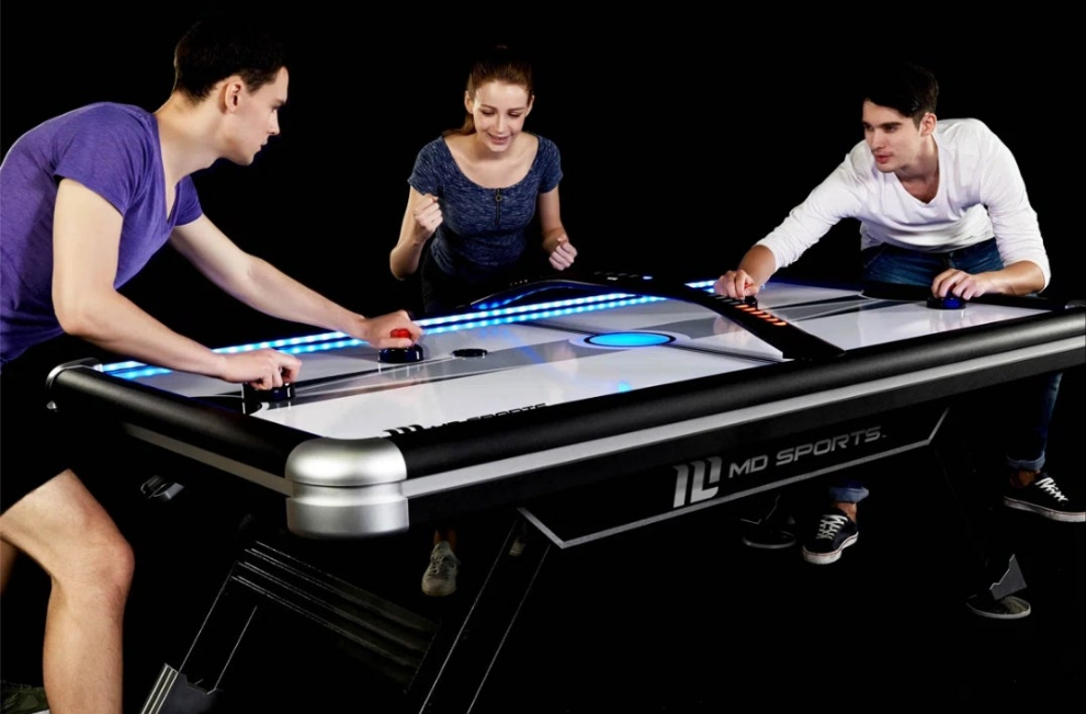 Four Player Air Hockey Table with Digital Scoreboard with Lights