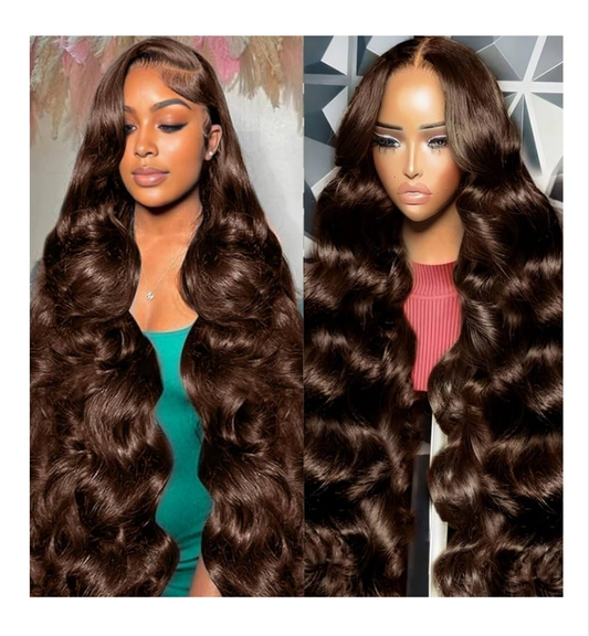30 Inch Chocolate Brown Lace Front Wigs Human Hair Pre Plucked 13X6 Body Wave HD Lace Frontal Wigs 180% Density Brown Wig Human Hair for Women Glueless Wigs
