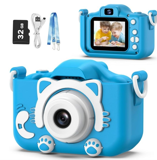 Kids Camera Toys for 3 and up Year Old Girls Boys,Children Digital Video Camcorder Camera with Cartoon Soft Cover, Best Chritmas Birthday Festival Gift for Kids - 32G SD Card Included