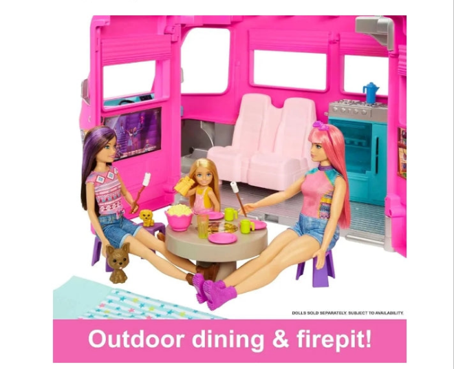 Camper Playset, DreamCamper Toy Vehicle with 60 Doll-Sized Accessories Including Furniture, Pool & 30-inch Slide