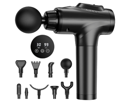 Massage Gun, Muscle Massage Gun for Athletes Handheld Electric Deep Tissue Back Massager, Percussion Massage Device for Pain Relief with 30 Speed Levels 9 Heads