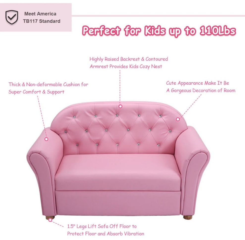 Kids 11.5'' Wood Club Chair Sofa / Sectional and Ottoman